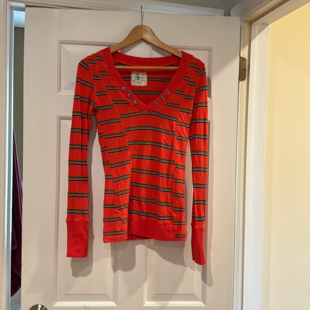 Free People Long Sleeve Striped Top